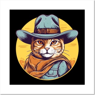 Funny Cat Cowboy Cowgirl Meow Howdy Meowdy Posters and Art